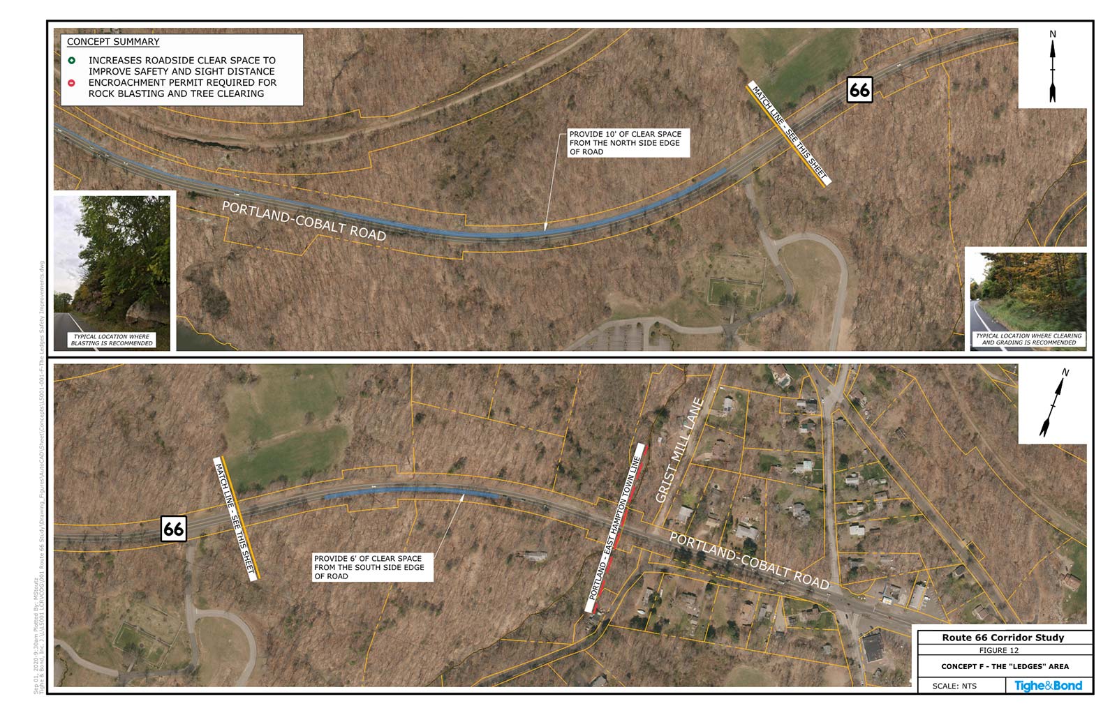 Route 66 at Portland Ledges Area Safety Improvements (Concept F). Route 66 Transportation Study, Portland and East Hampton, CT.